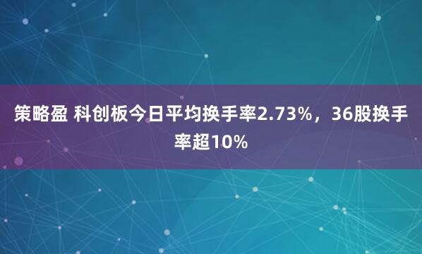 策略盈 科创板今日平均换手率2.73%，36股换手率超10%